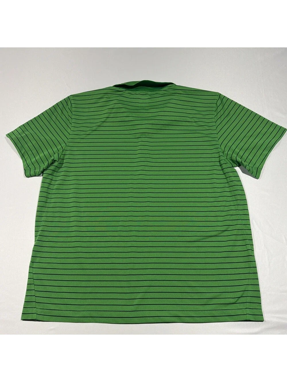 The North Face Mens Shirt Size LargeGreen Polo Striped Zip Short Sleeve Collared